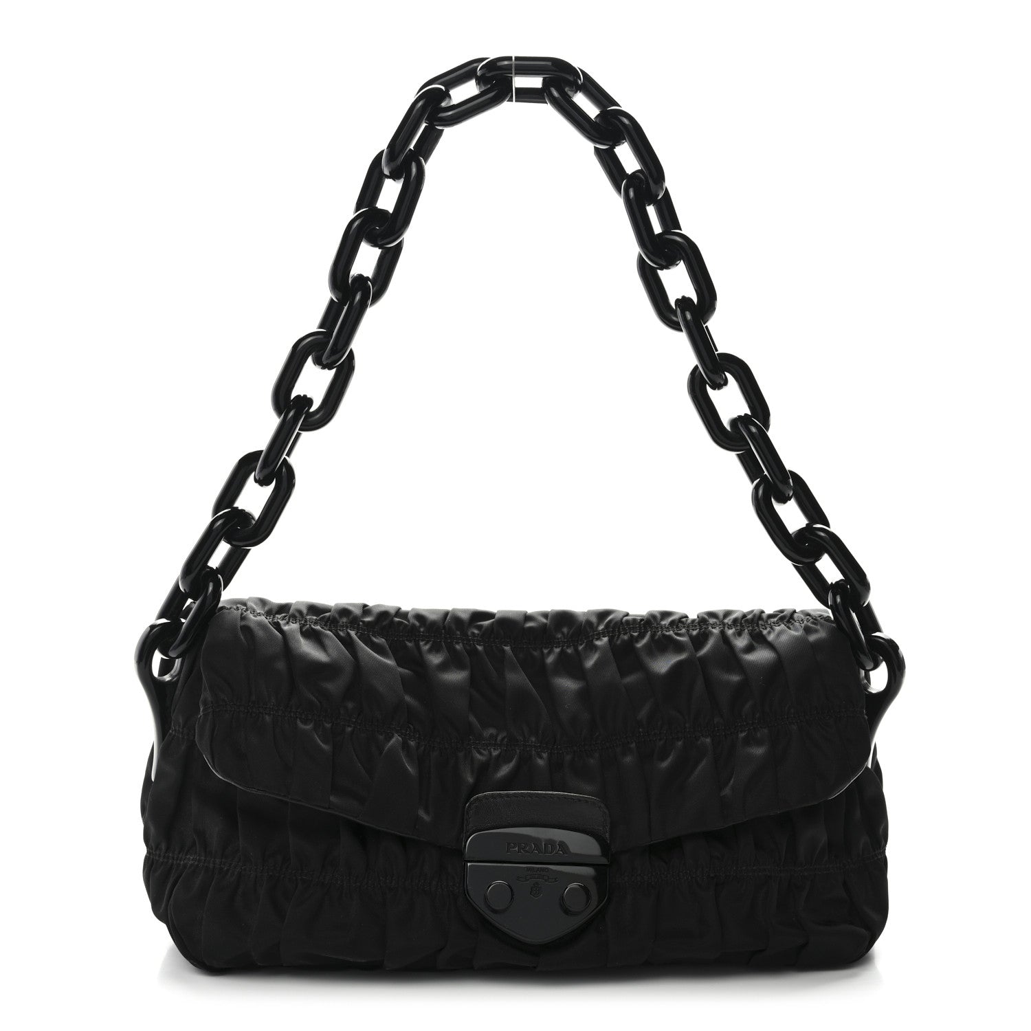 Prada Tessuto Gaufre Shoulder Bag Black 1 of 9
