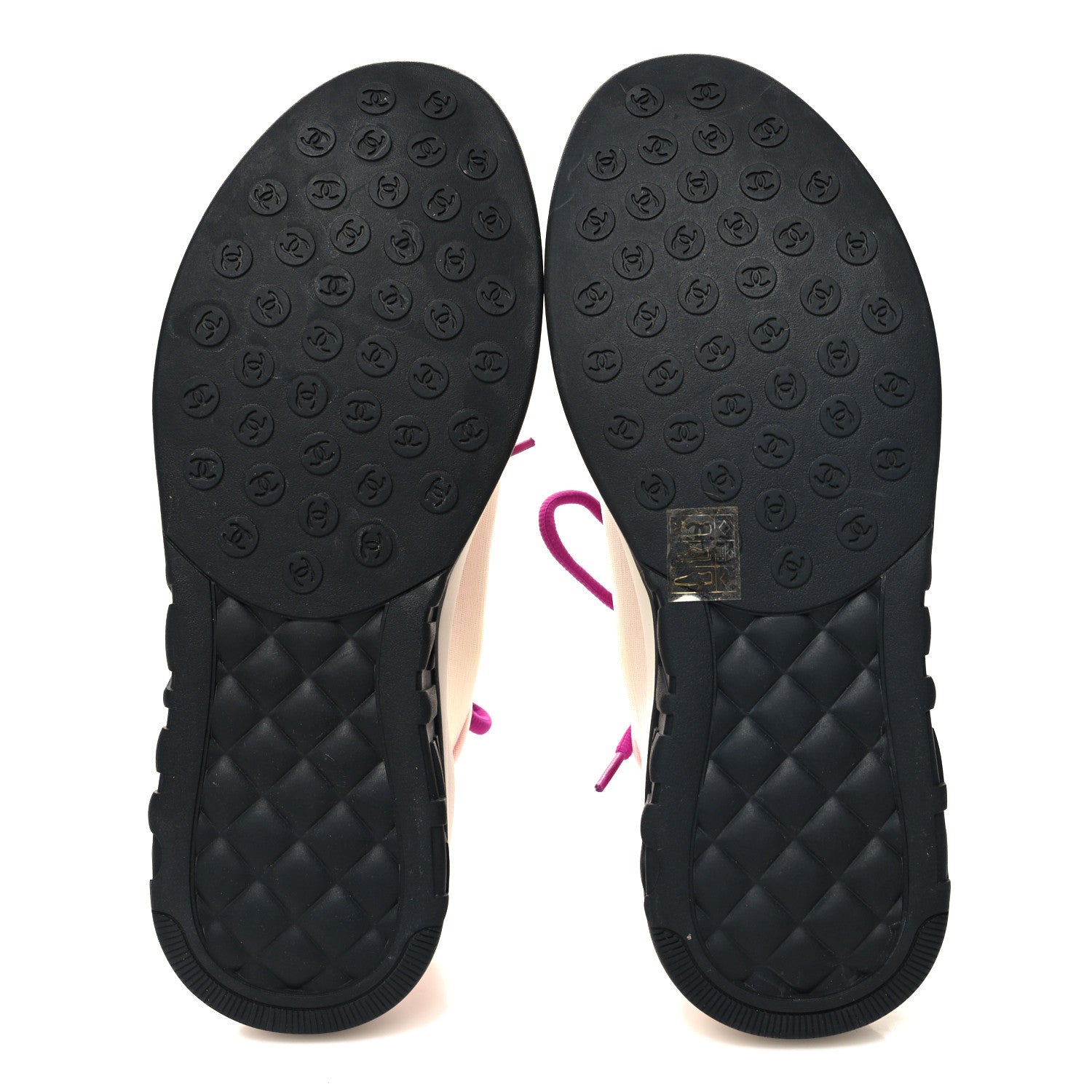 Chanel Calfskin Mesh Lycra Womens Logo Sneakers 40.5 White Pink 5 of 7