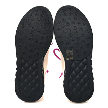 Chanel Calfskin Mesh Lycra Womens Logo Sneakers 40.5 White Pink 5 of 7