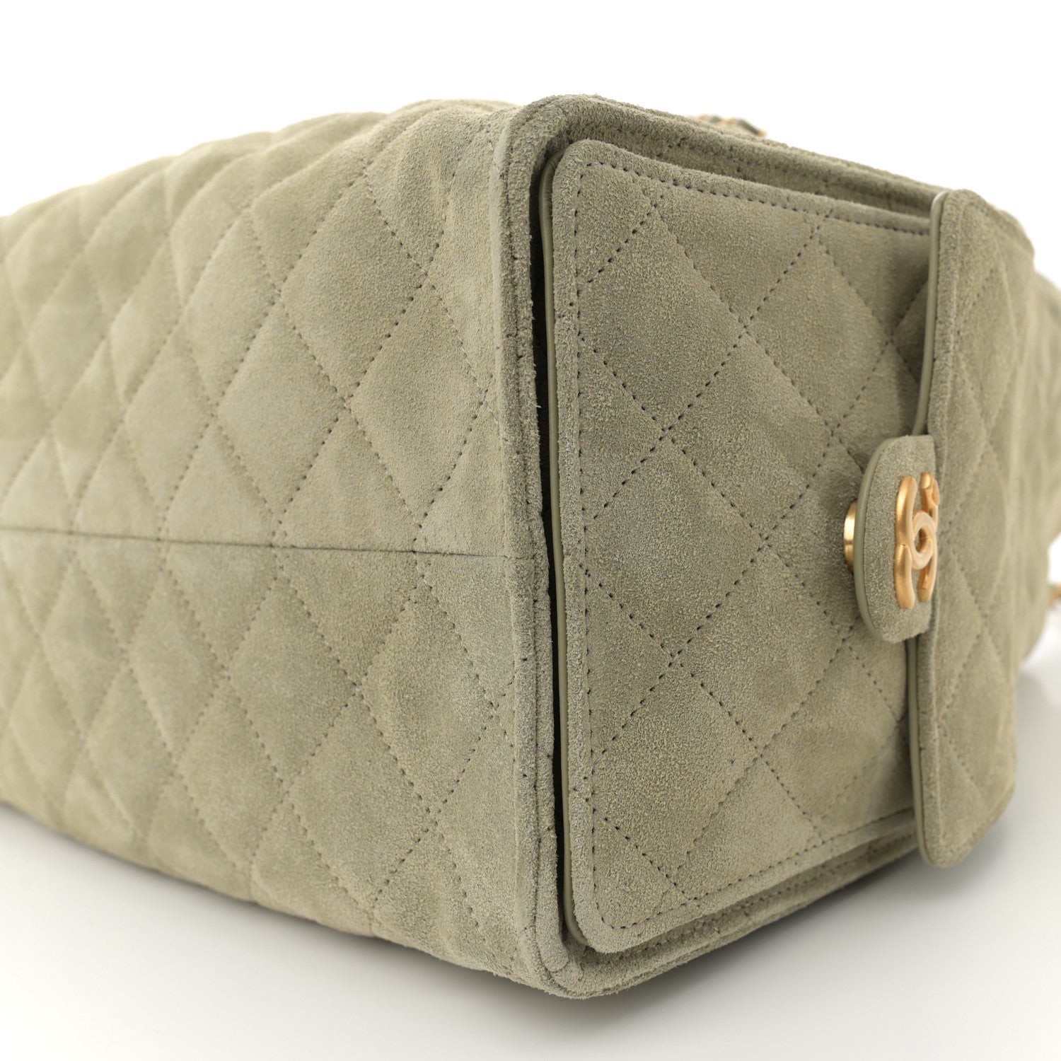 Chanel Suede Quilted Medium Chanel 25 Handbag Khaki 10 of 10