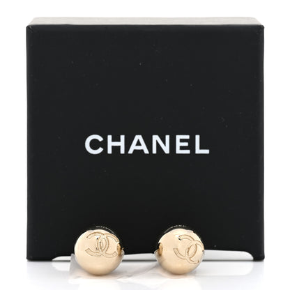 Chanel Metal Bead CC Stud Earrings Gold 5 of 5