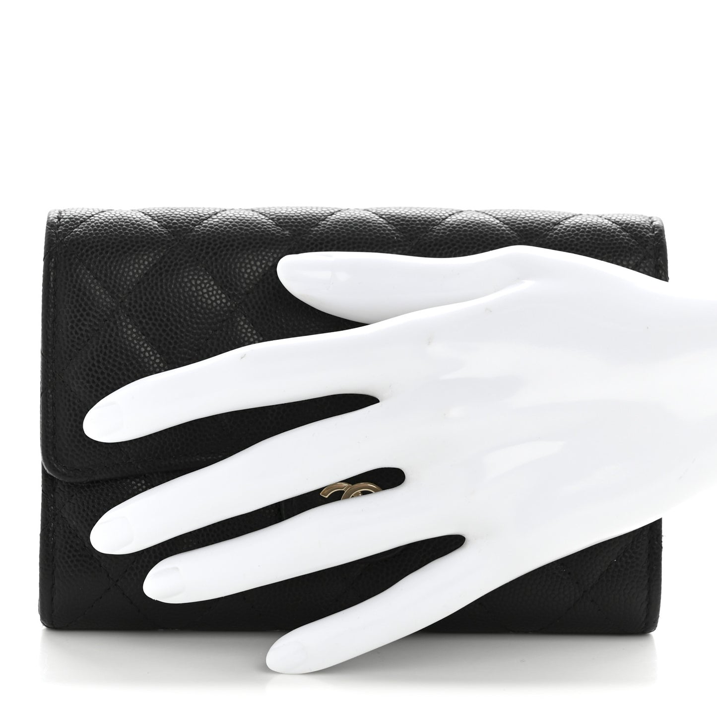 Caviar Quilted Medium Flap Wallet Black