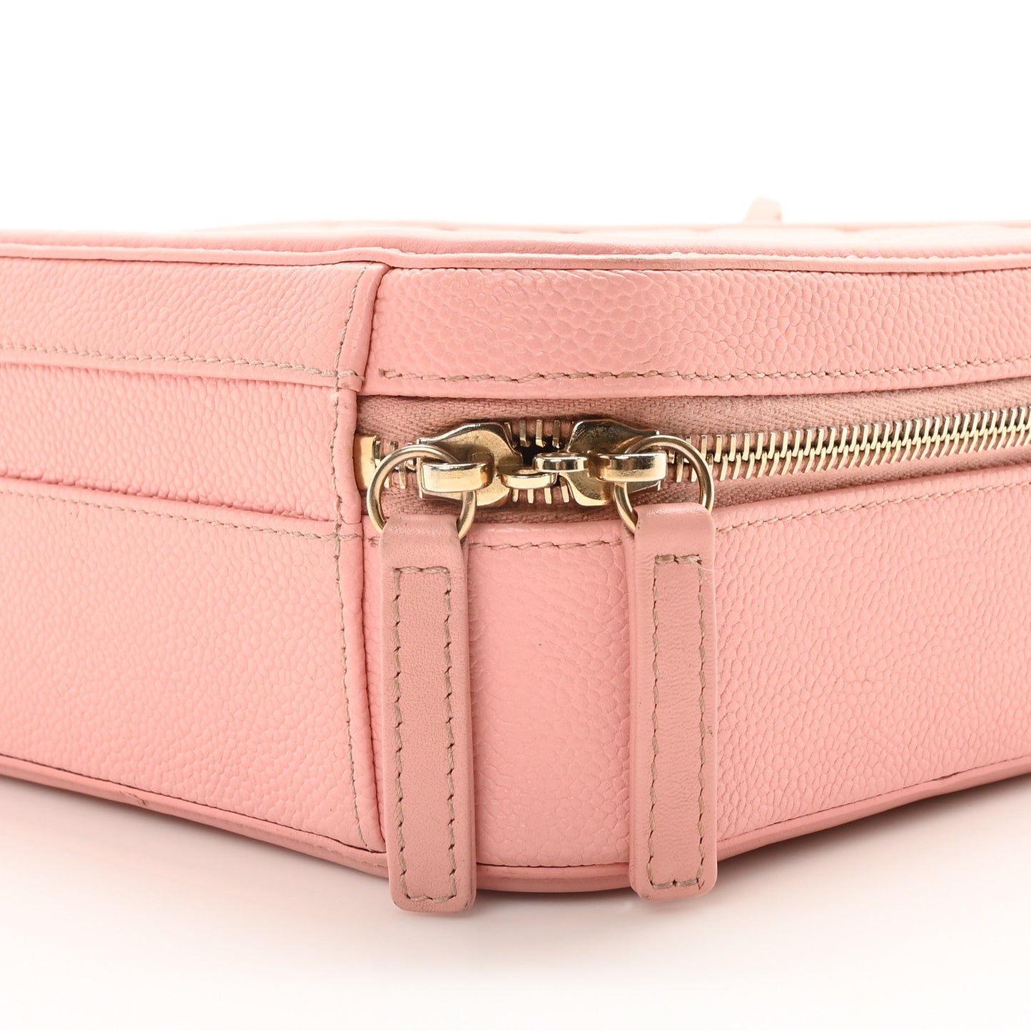 Caviar Quilted Medium CC Filigree Vanity Case Rose Pink