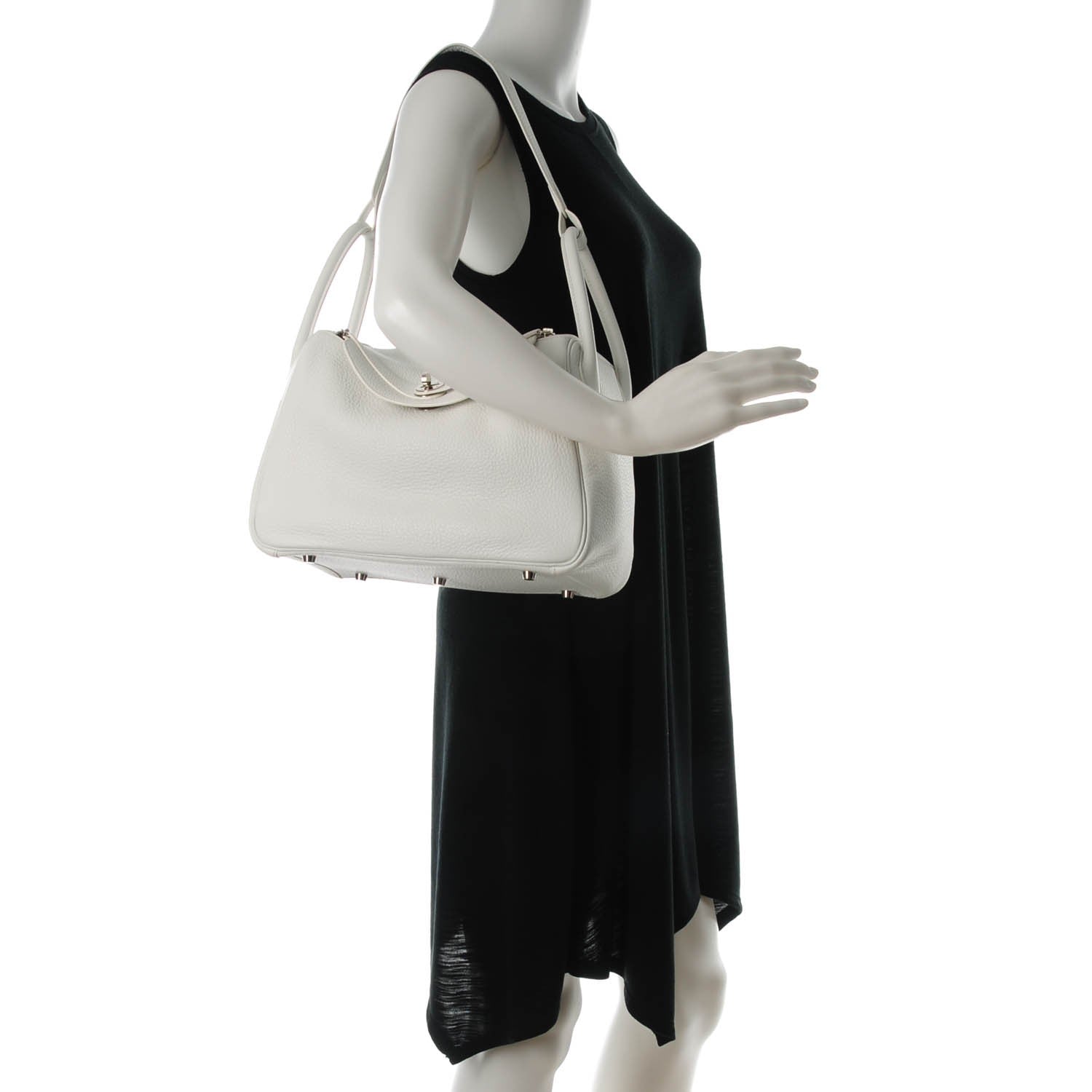 Hermes Taurillon Clemence Lindy 30 White 2 of 9