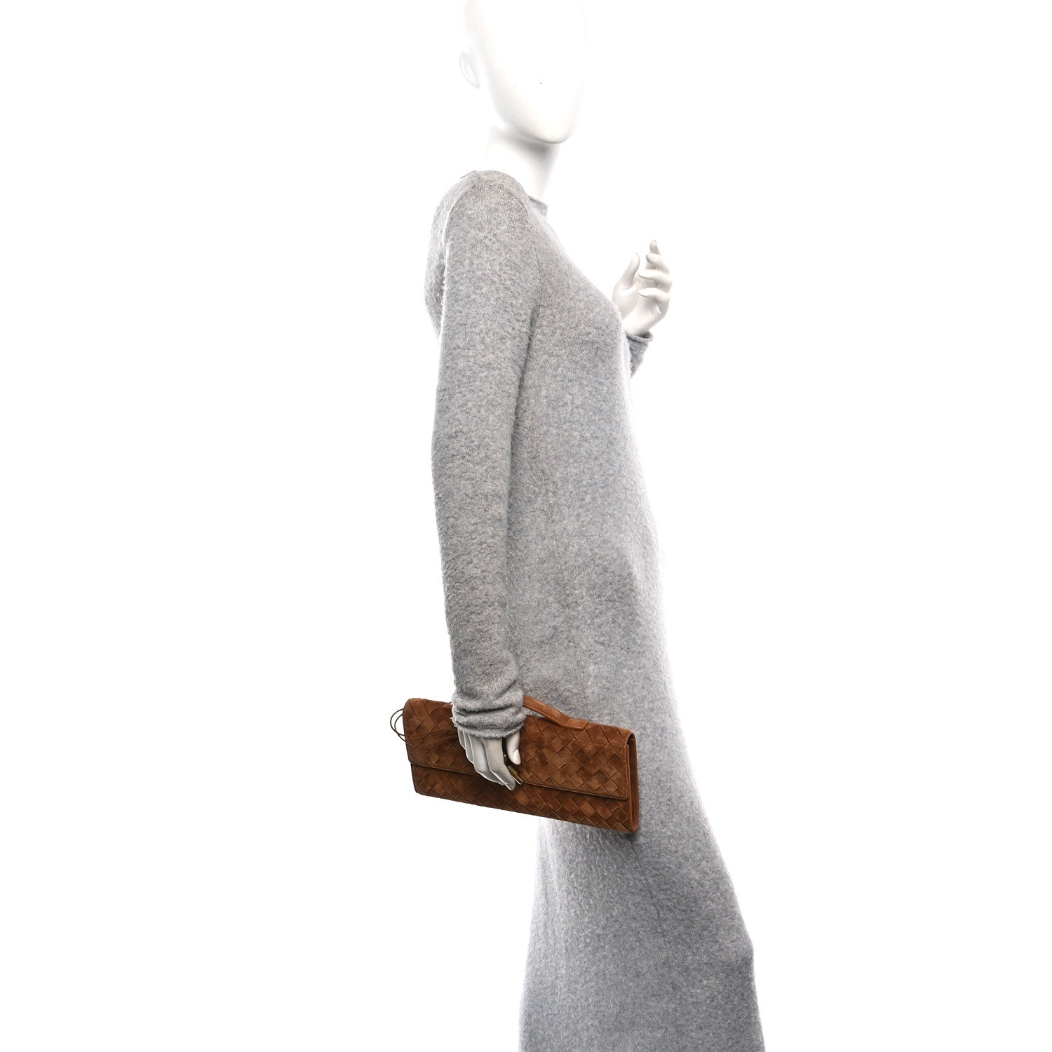 Bottega Veneta Suede Intrecciato Long Andiamo Top Handle Clutch