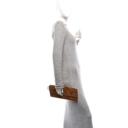 Bottega Veneta Suede Intrecciato Long Andiamo Top Handle Clutch Amber 2 of 11