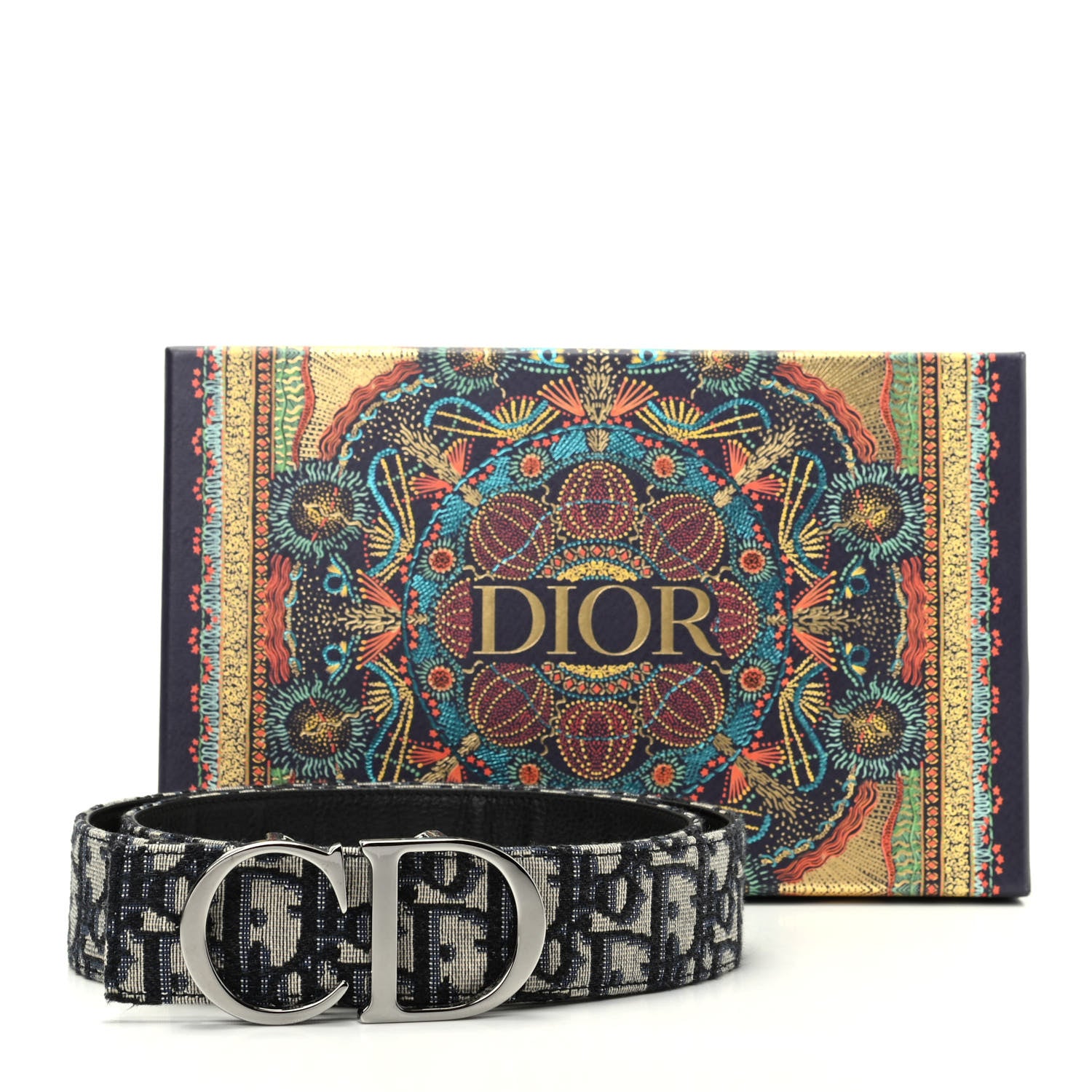 Christian Dior Oblique 35mm Belt 85 Blue Multi 6 of 6