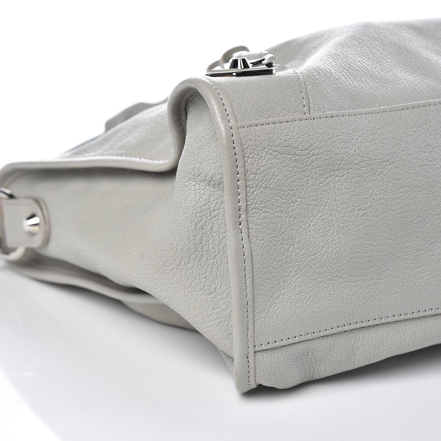 Chevre Silver Metallic Edge Hardware City Gris Glace