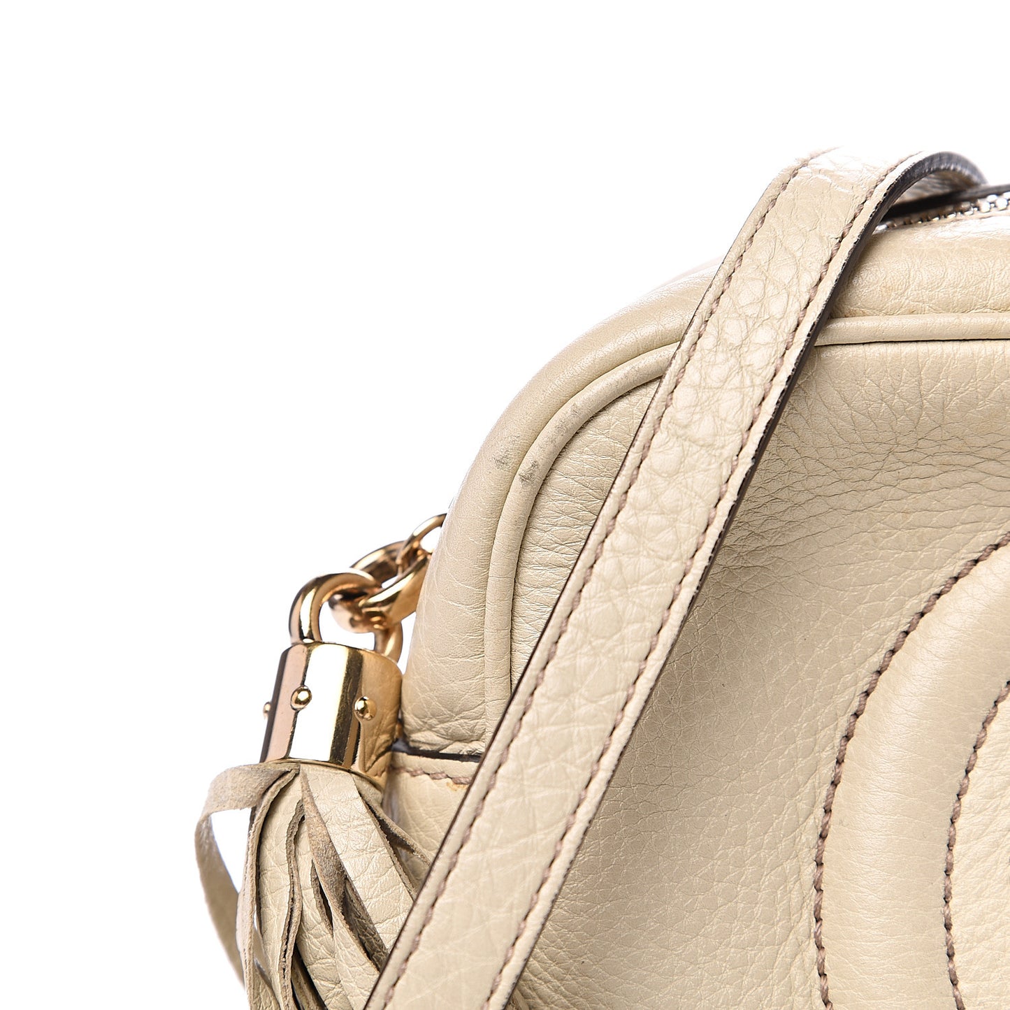Pebbled Calfskin Small Soho Disco Bag Off White
