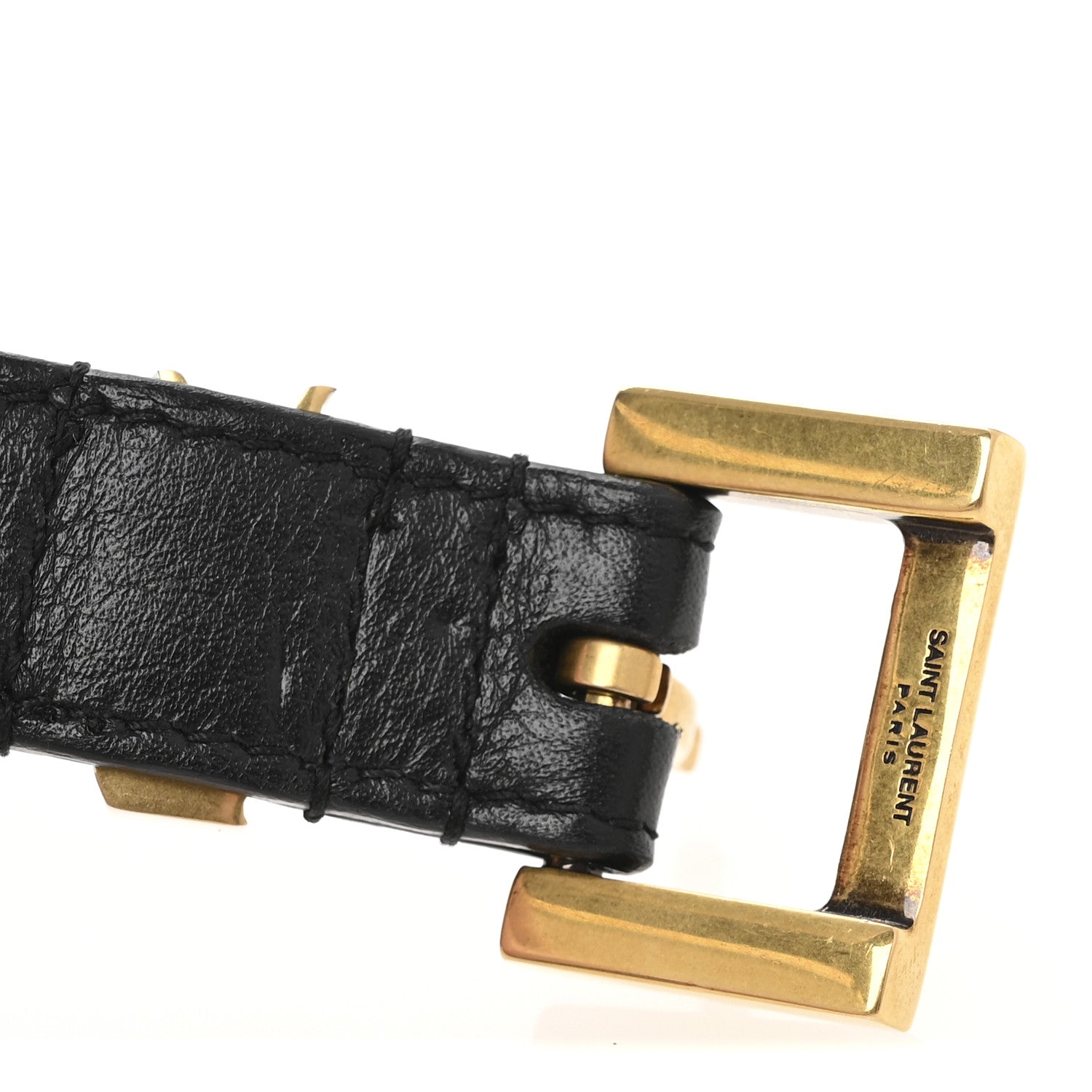 Saint Laurent Smooth Calfskin Monogram Square Buckle Belt 95 38 Black 8 of 8