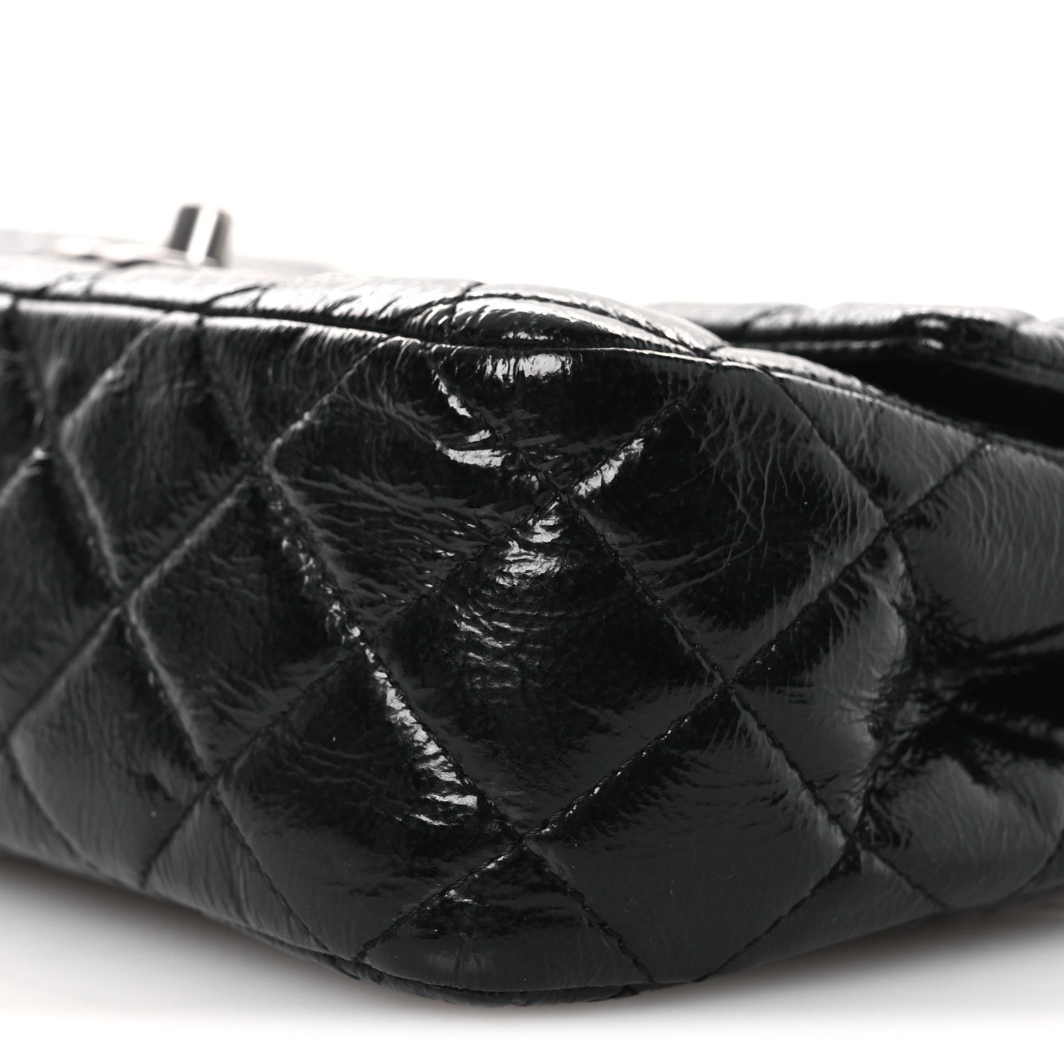 Chanel Distressed Patent Quilted Medium Double Flap Black 18 of 24