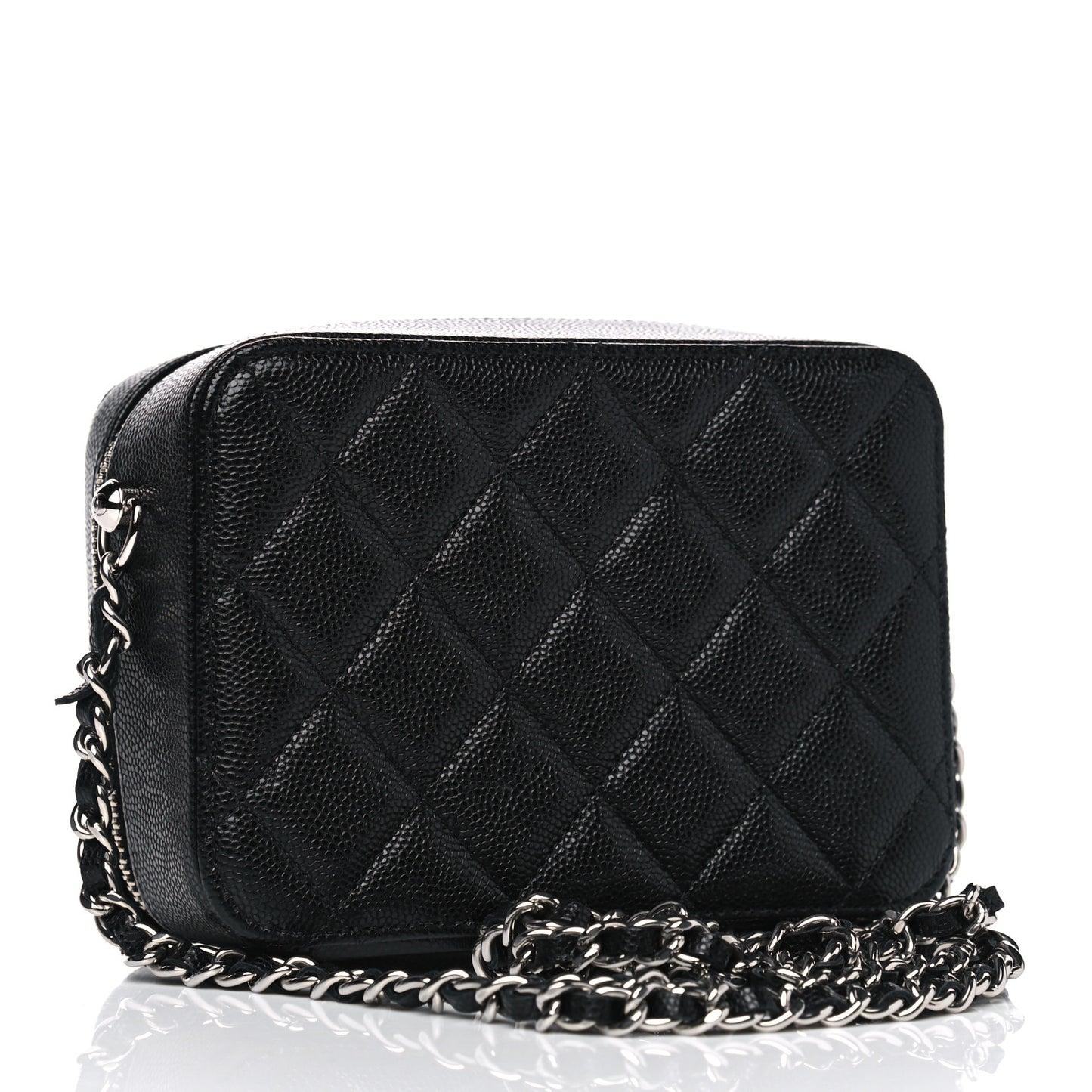 Caviar Quilted CC Vanity Case With Chain Black