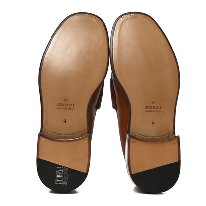 Gucci Harness Calfskin GG Tennis Embossed Mens Horsebit Loafers 9 Dark Brown 6 of 8
