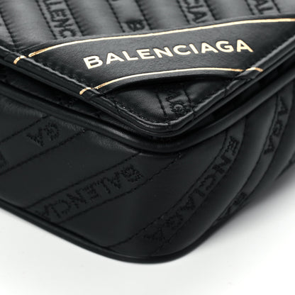 Balenciaga Calfskin Logo Embroidered Shoulder Bag Black 9 of 9