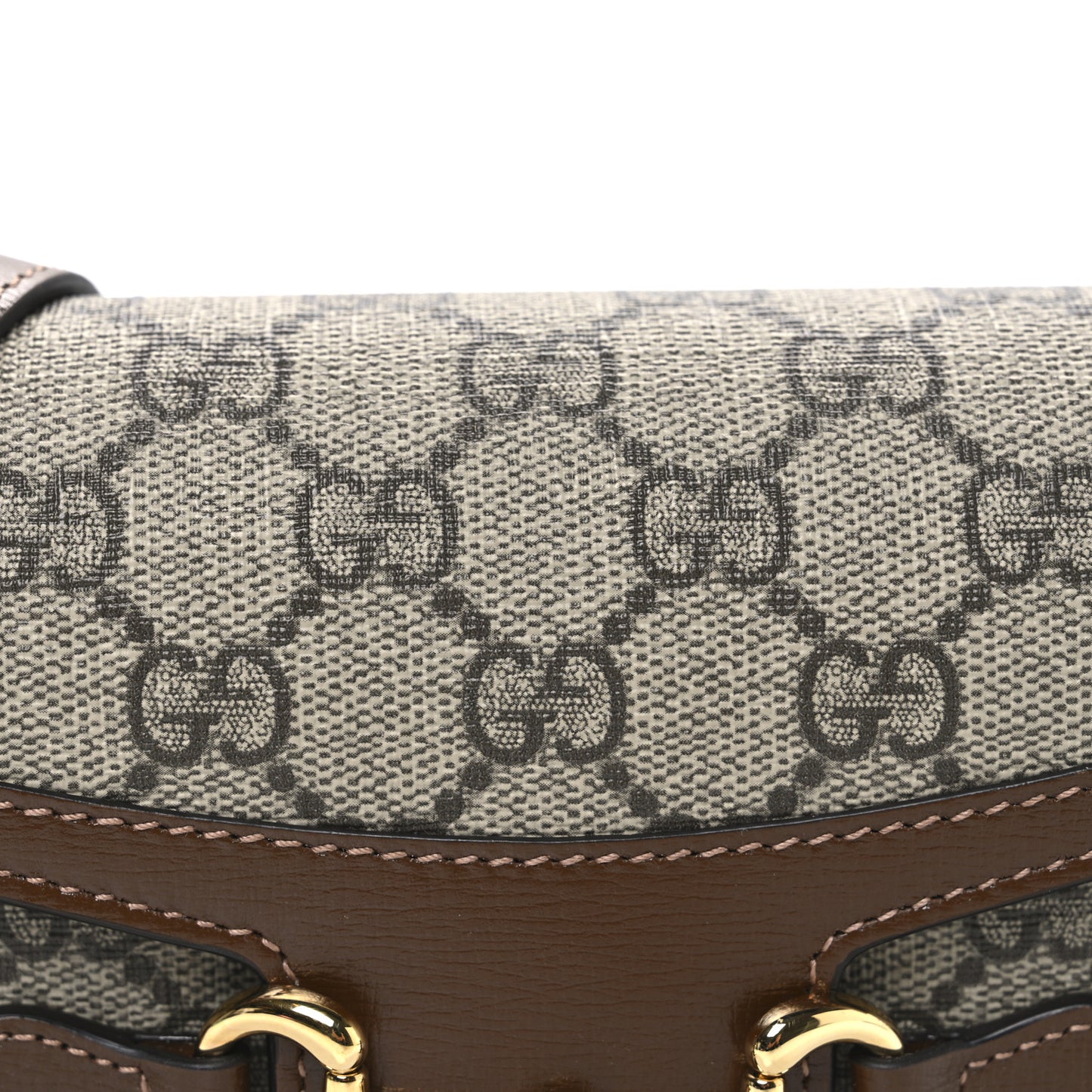GG Supreme Monogram Mini Horsebit 1955 Shoulder Bag Beige Brown Sugar