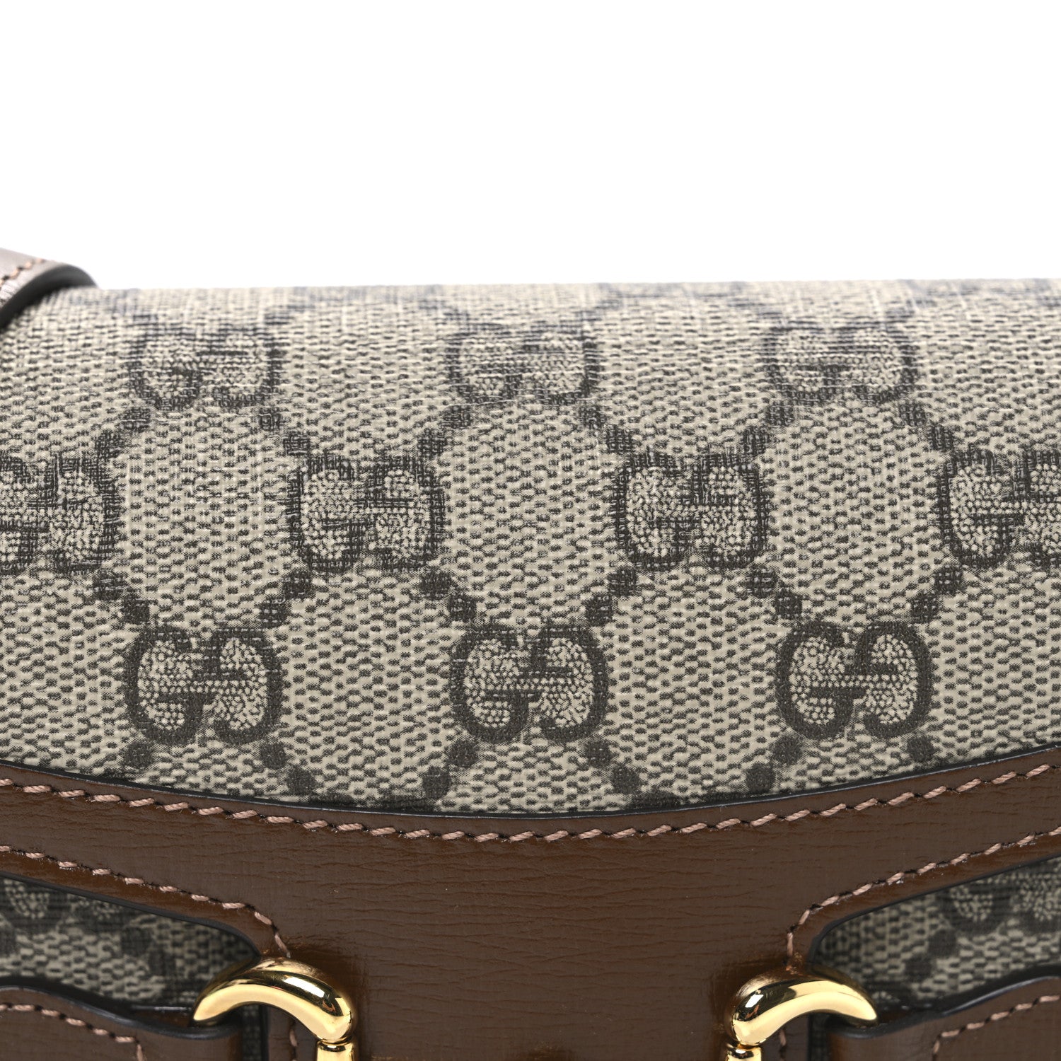Gucci GG Supreme Monogram Mini Horsebit 1955 Shoulder Bag Beige Brown Sugar 8 of 10