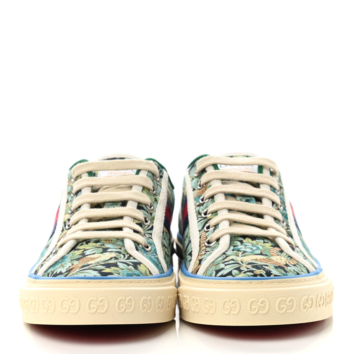 Gucci X LIBERTY OF LONDON Canvas Web Floral Print Womens 1977 Tennis Sneakers 36.5 Carta Acquamarine Navy Mystic White 2 of 8