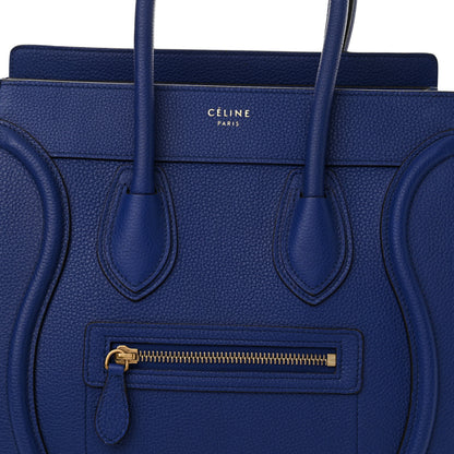 Celine Drummed Calfskin Micro Luggage Indigo 7 of 10