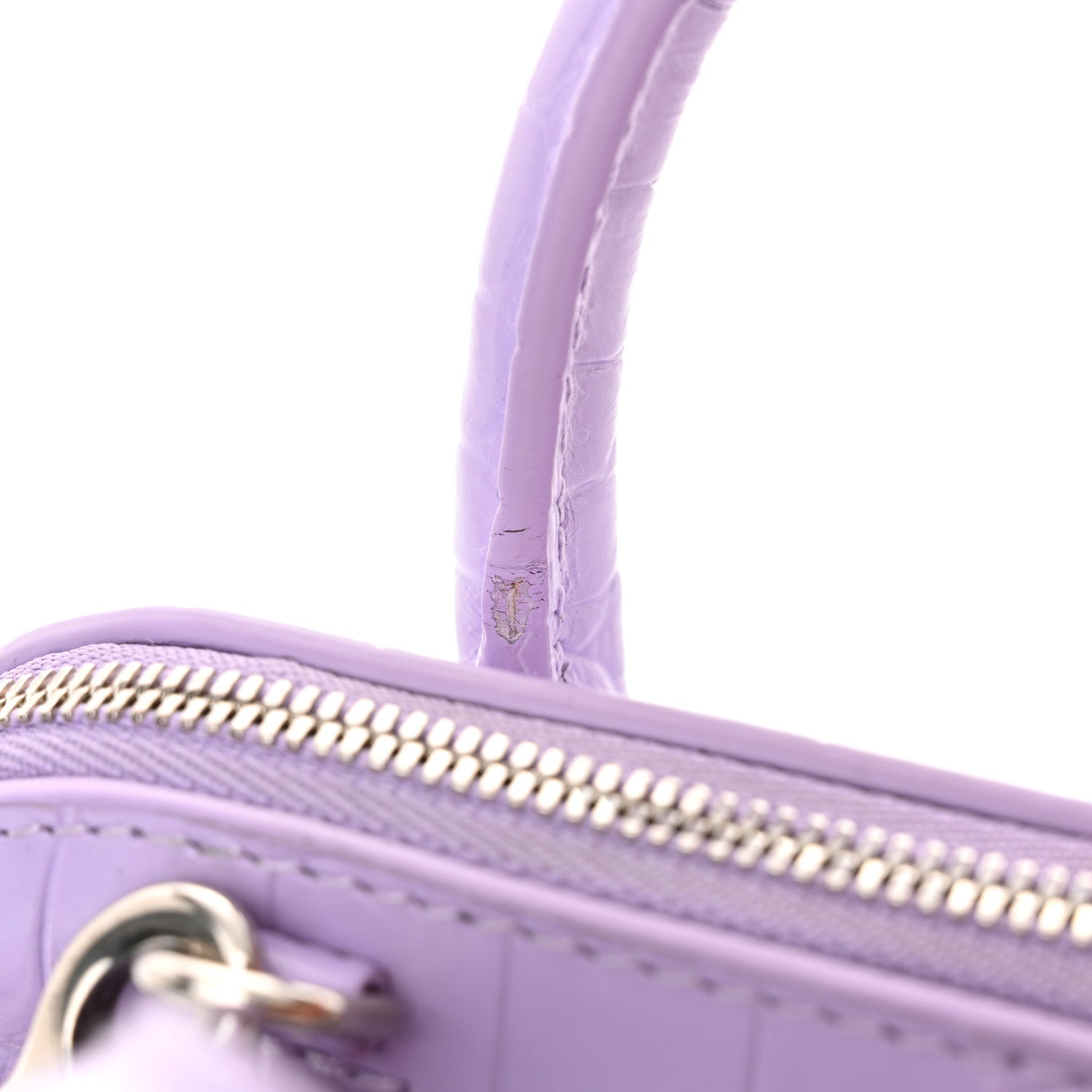 Balenciaga Shiny Calfskin Logo Crocodile Embossed XXS Ville Top Handle Bag Lilac White 13 of 15