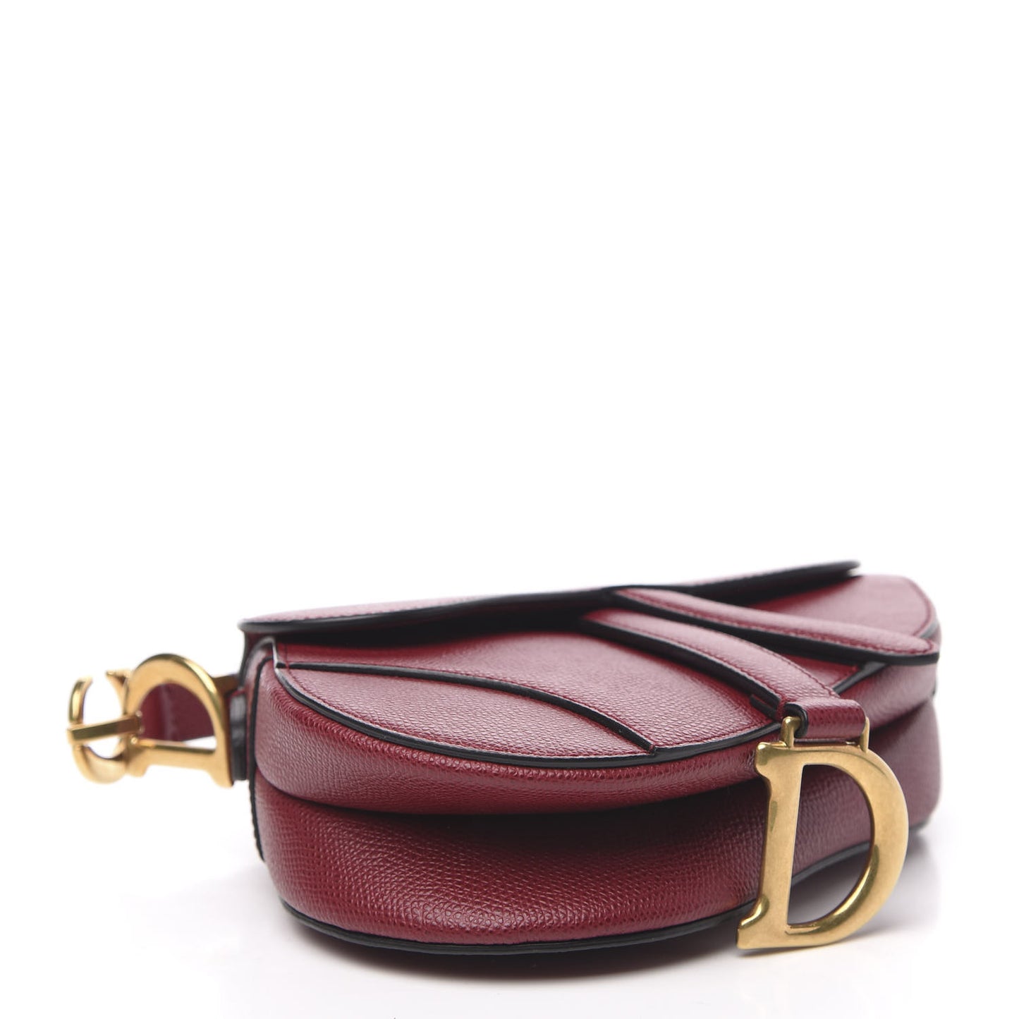 Grained Calfskin Mini Saddle Bag Red