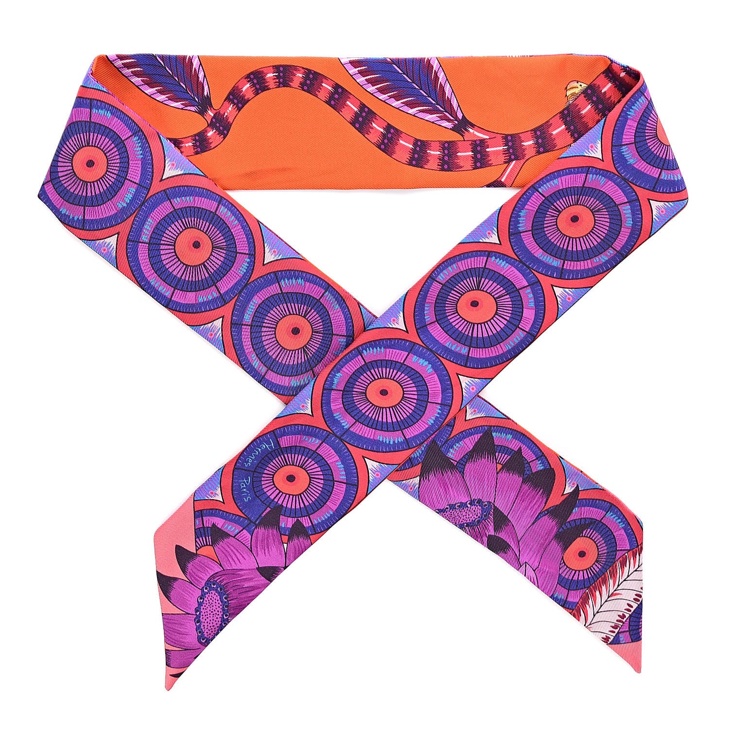 Hermes Silk The Savana Dance Twilly Capucine Violet Bleu 1 of 4