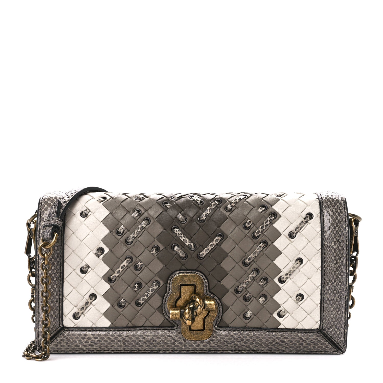 Bottega Veneta Nappa Ayers Intrecciato Club Stitch Knot Clutch Mist 3 of 13