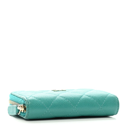 Chanel Caviar Quilted Zip Coin Purse Turquoise 4 of 8