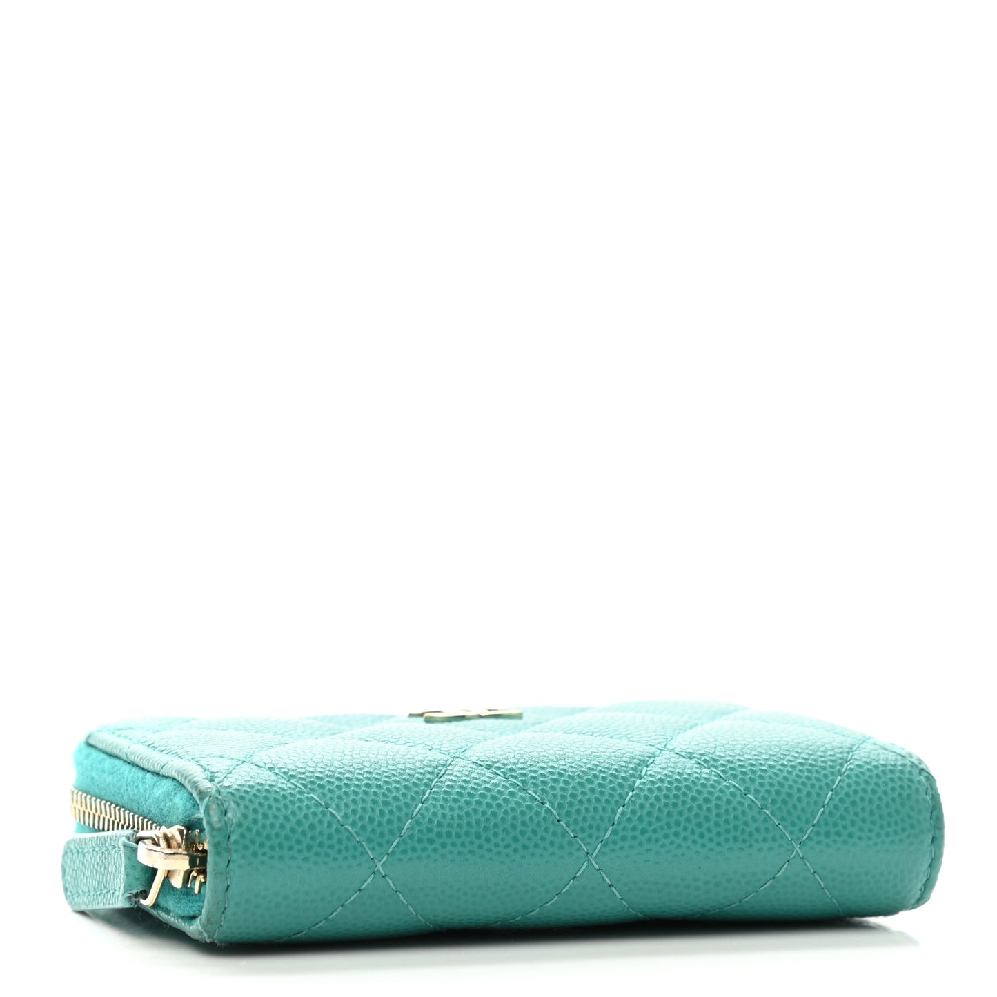 Caviar Quilted Zip Coin Purse Turquoise