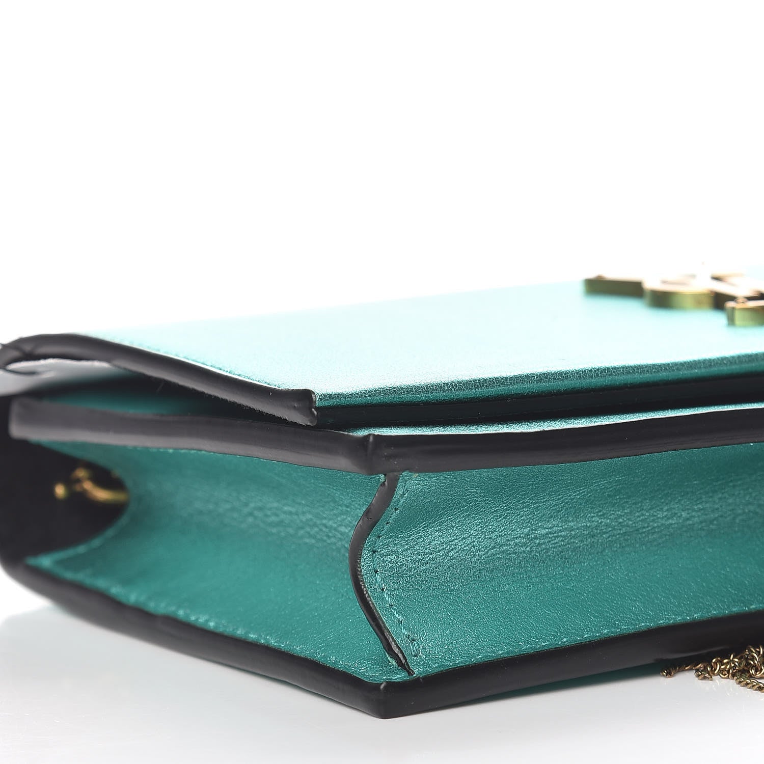 Saint Laurent Laminated Calfskin Classic Monogram Kate Tassel Chain Wallet Green 6 of 11