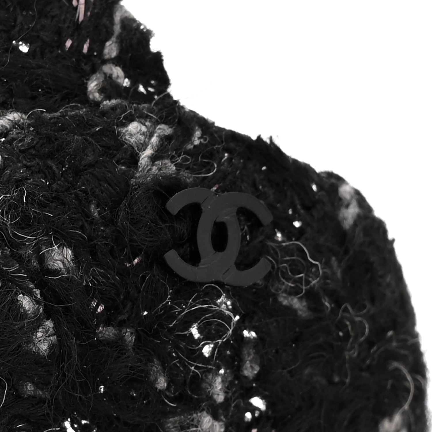 Chanel Tweed Camellia CC Pin Brooch Black 3 of 3