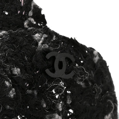 Chanel Tweed Camellia CC Pin Brooch Black 3 of 3