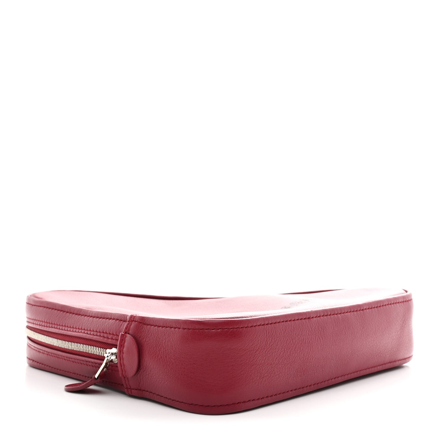 Shiny Day Calfskin M Triangle Pouch Rouge Grenat