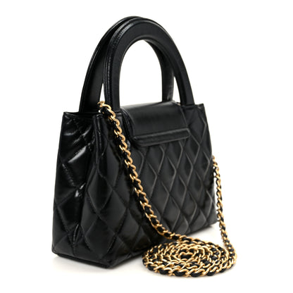 Chanel Shiny Aged Calfskin Quilted Nano Kelly Shopper Black 3 of 10
