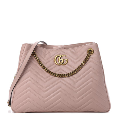 Gucci Calfskin Matelasse Medium GG Marmont Shoulder Tote Bag Perfect Pink 1 of 13