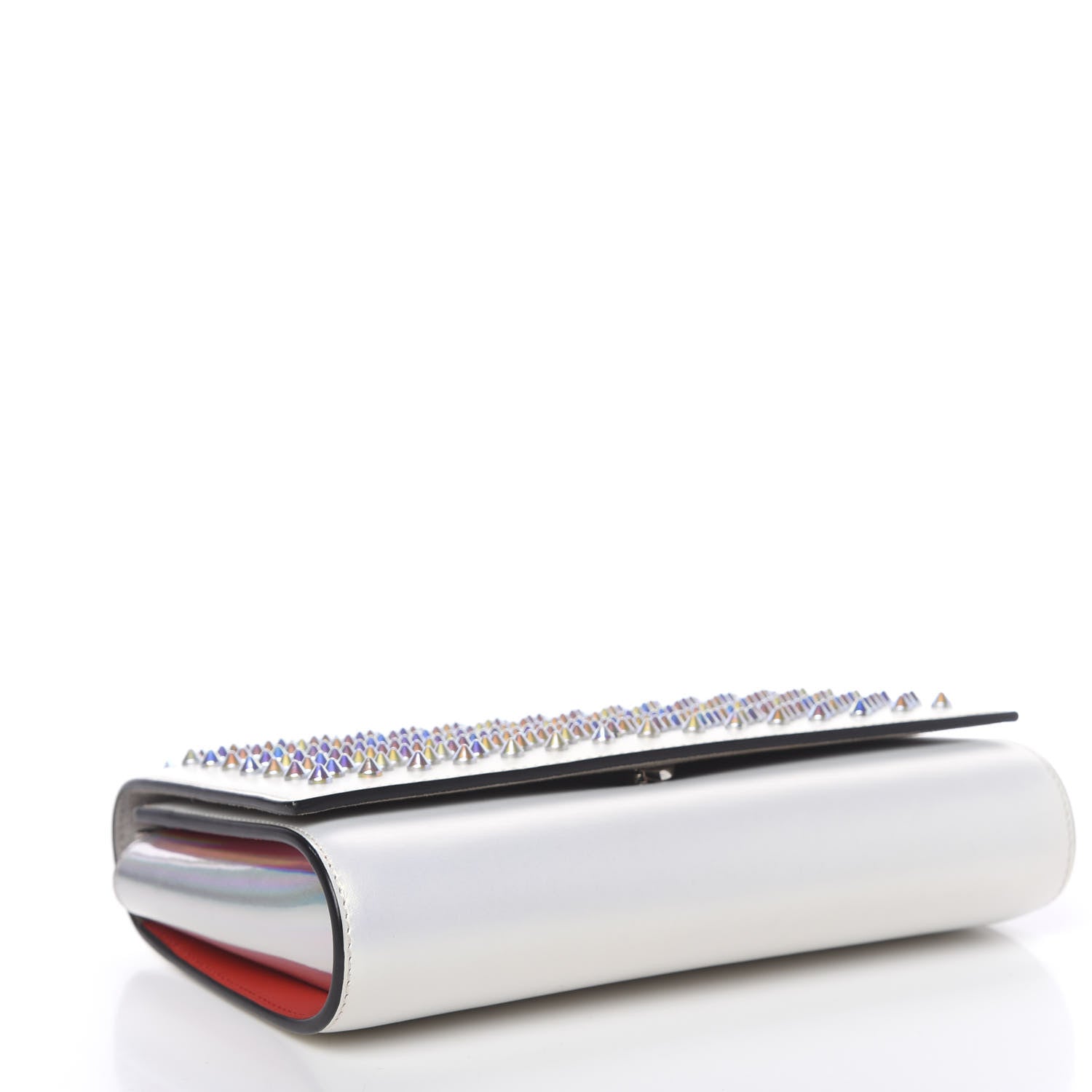 Christian Louboutin Metallic Calfskin Spikes Multimetal Paloma Clutch White 4 of 10