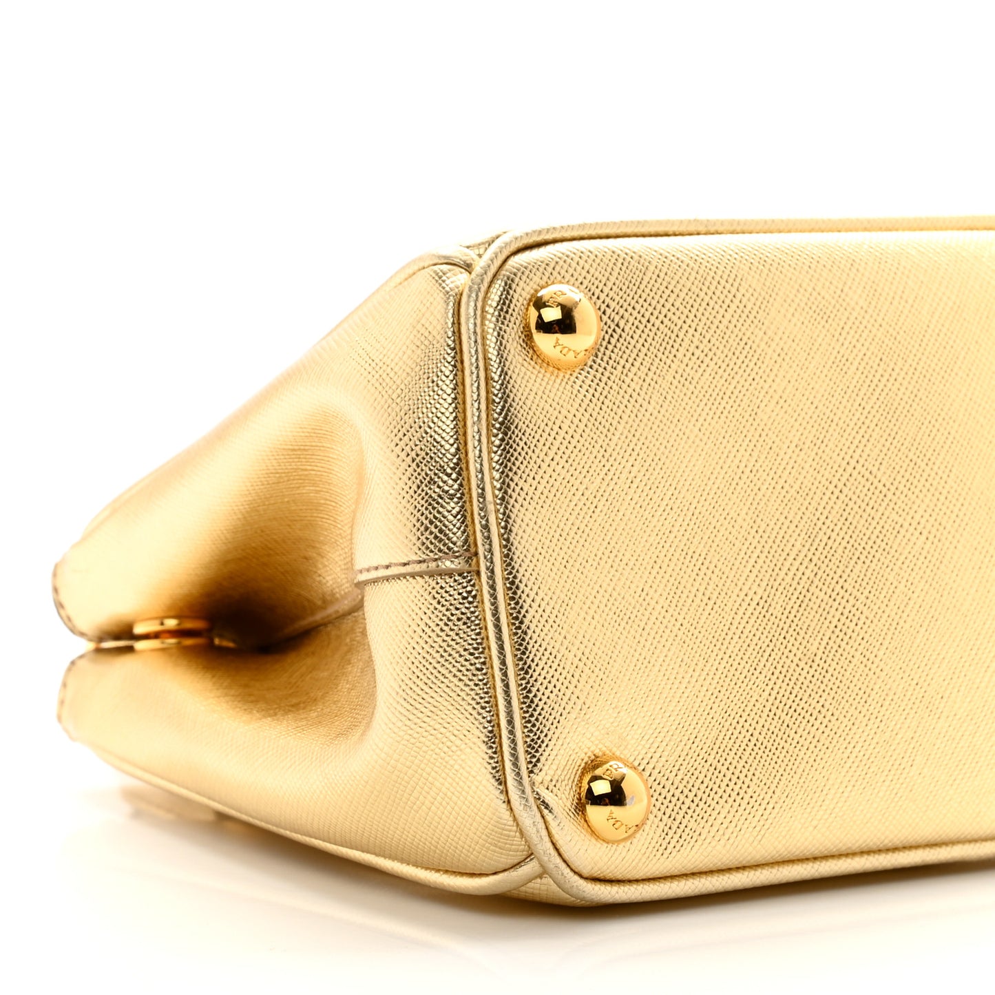Metallic Saffiano Lux Micro Galleria Double Zip Tote Gold