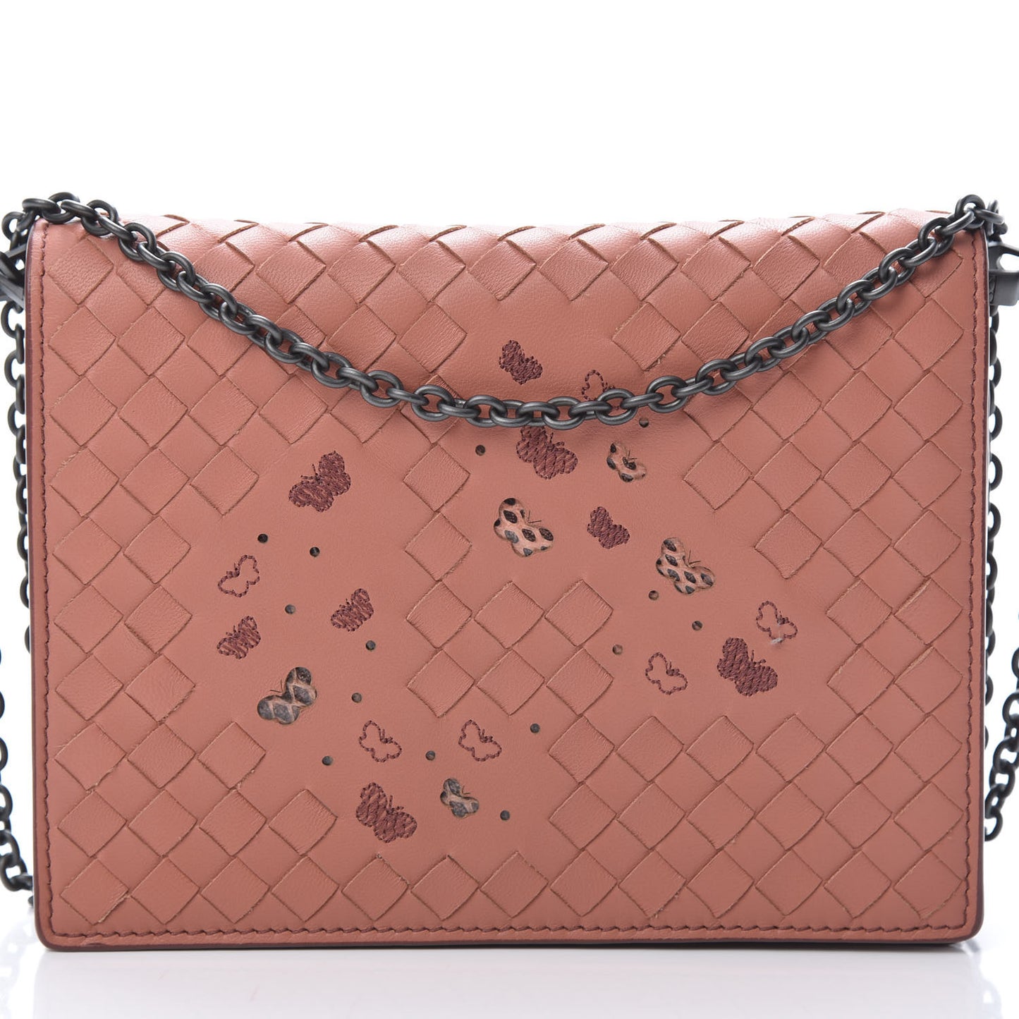 Nappa Ayers Intrecciato Butterfly Chain Wallet Corallo