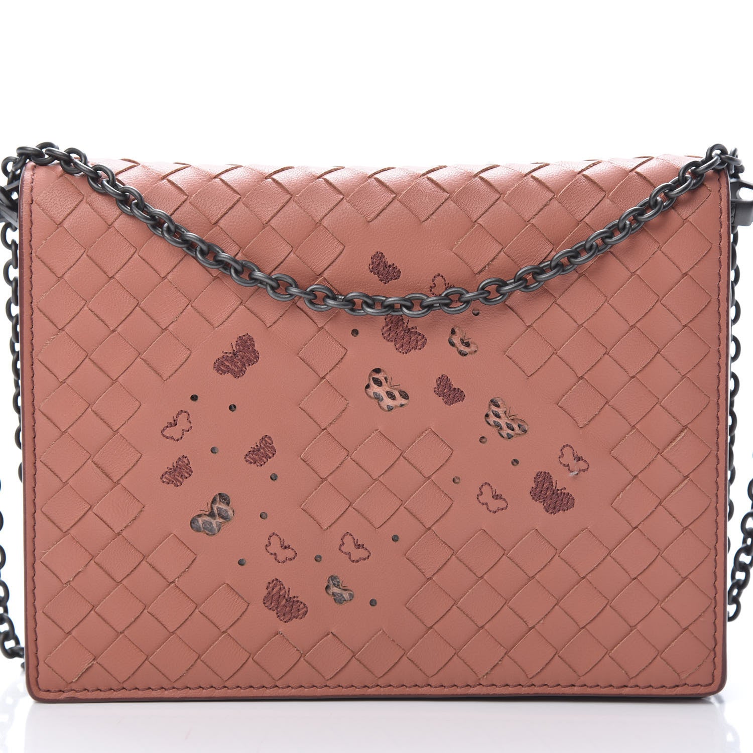 Bottega Veneta Nappa Ayers Intrecciato Butterfly Chain Wallet Corallo 8 of 11