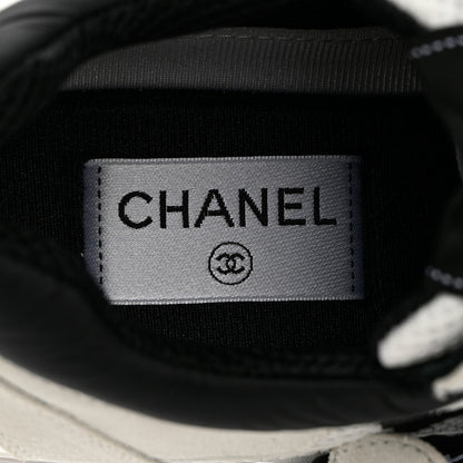 Chanel Mesh Suede Calfskin Grained Calfskin Womens CC Sneakers 41 White Black 7 of 9