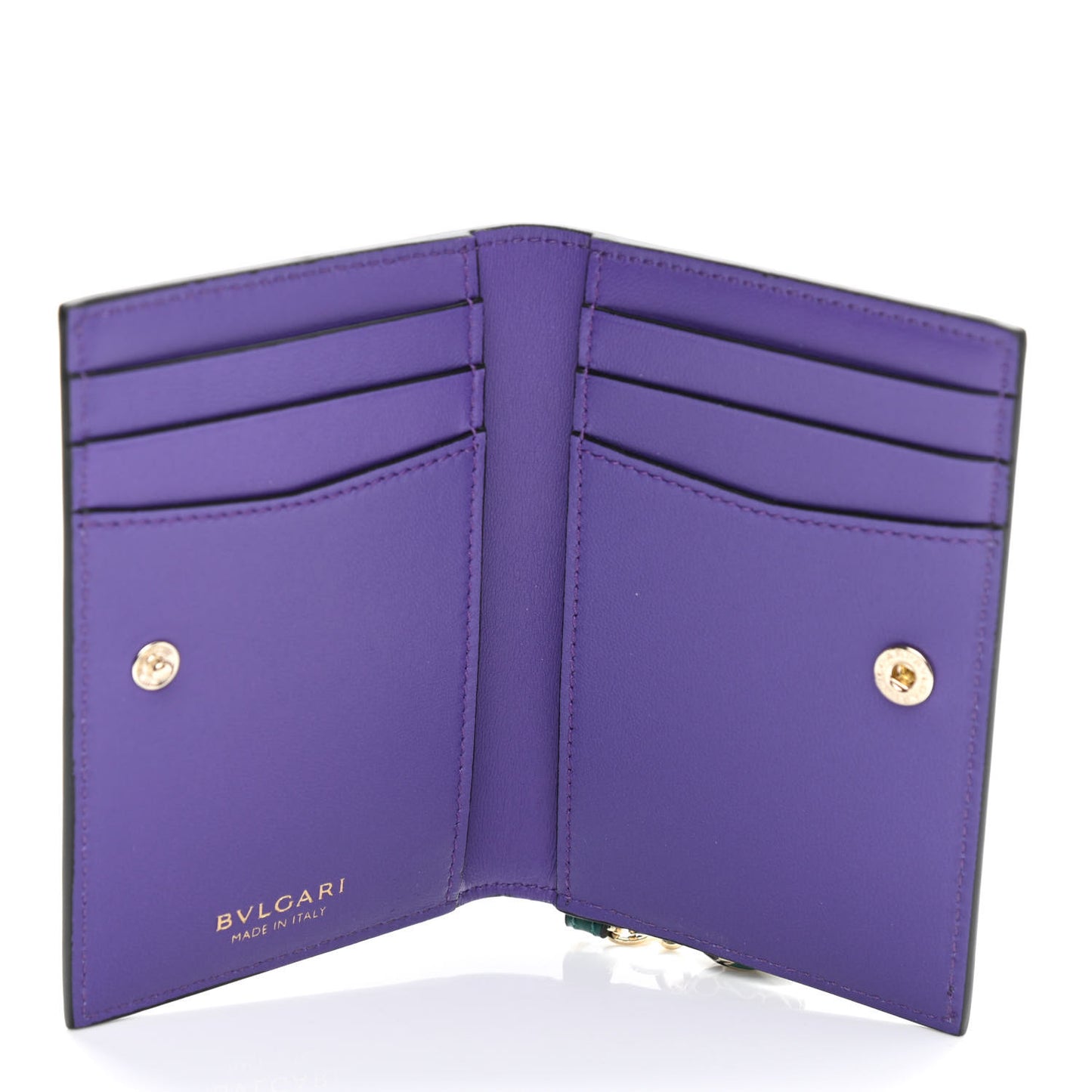 Serpenti Calfskin Card Case Emerald Green Amethyst