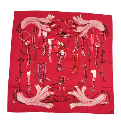 Hermes Silk A Propos de Bottes Scarf 90 Framboise Cassis Violine 1 of 3