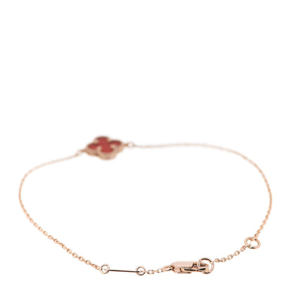 Van Cleef & Arpels 18K Rose Gold Carnelian Sweet Alhambra Bracelet 3 of 6