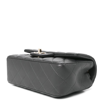 Chanel Lambskin Quilted Mini Rectangular Flap Dark Grey 10 of 13