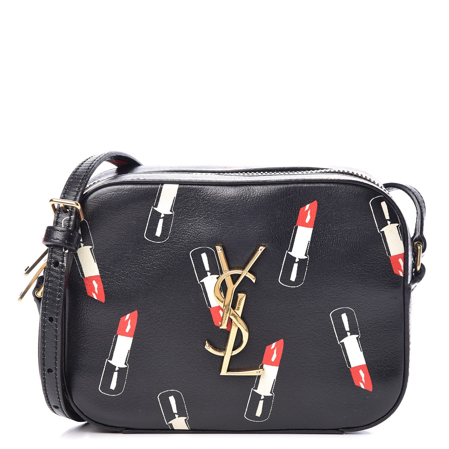 Saint Laurent Calfskin Lipstick Print Small Monogram Camera Bag Black 1 of 9