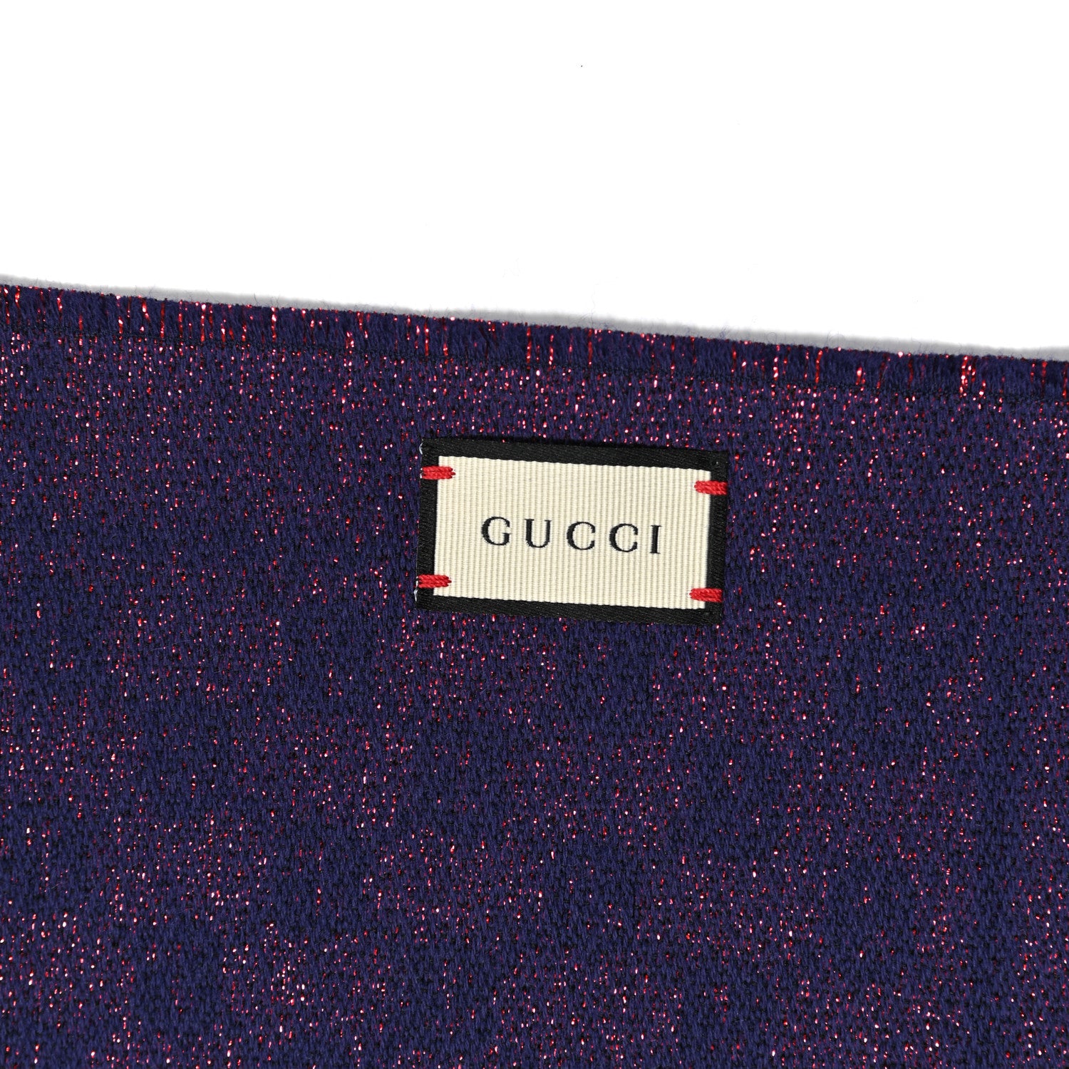Gucci Wool Silk Jacquard GG Monogram Stenix Scarf Navy Red 3 of 4