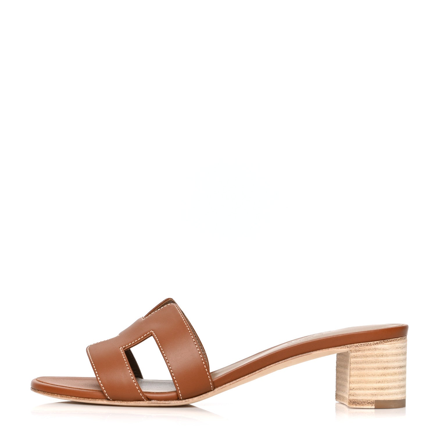 Hermes Calfskin Oasis Sandals 37.5 Gold 1 of 8