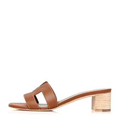 Hermes Calfskin Oasis Sandals 37.5 Gold 1 of 8
