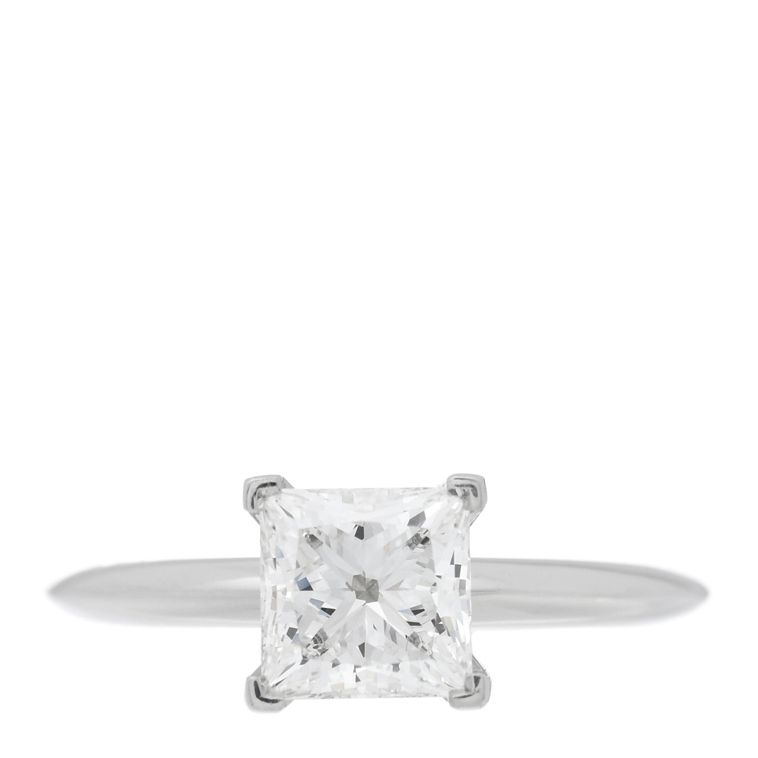Tiffany Platinum Diamond 1.48ct Princess Cut Solitaire Engagement Ring 51 5.75 1 of 5