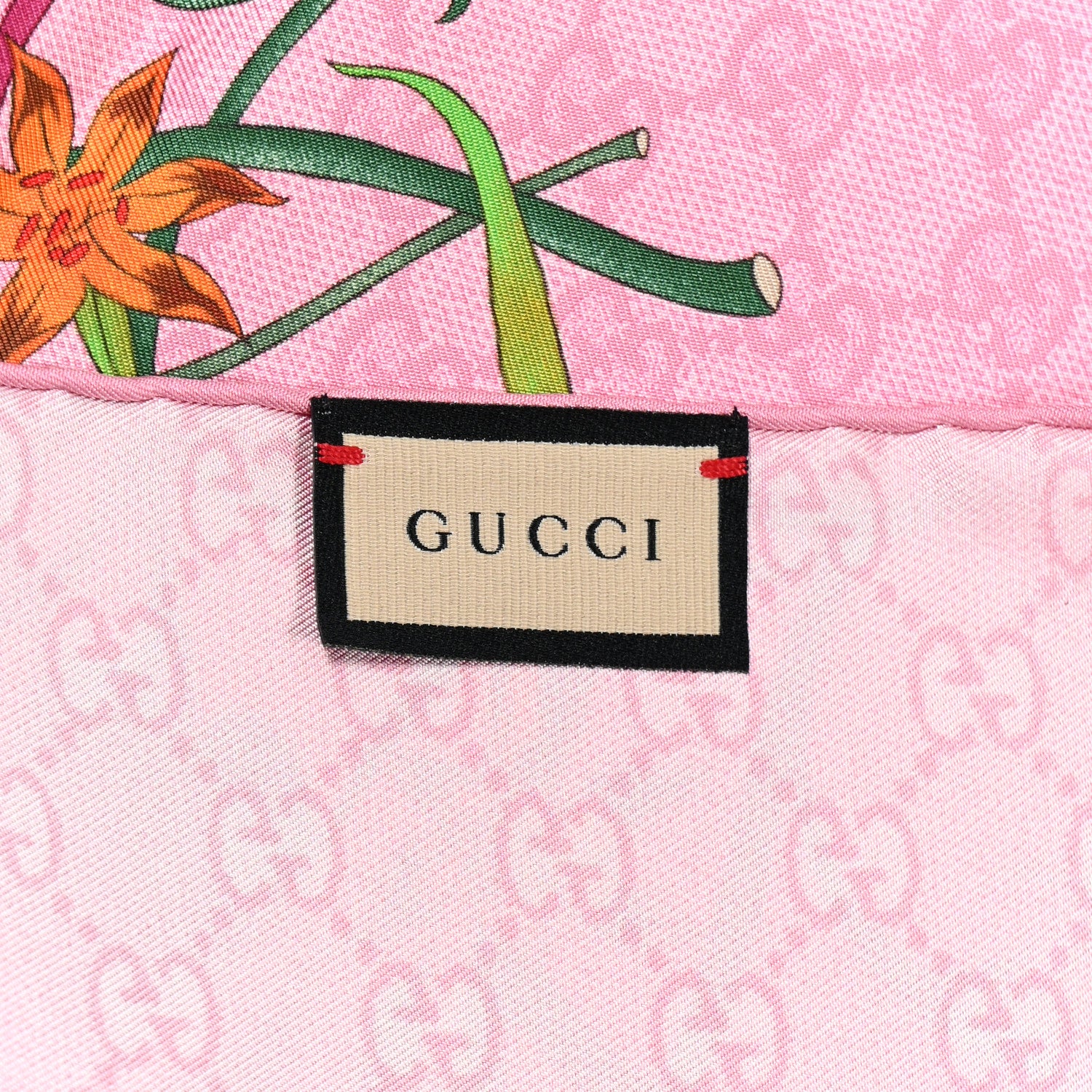 Gucci Silk Twill GG Monogram Flora GG Square Scarf Pink 4 of 4