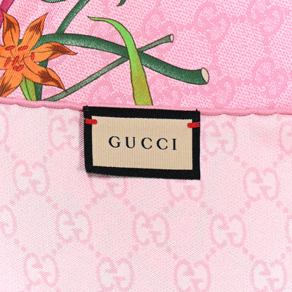 Gucci Silk Twill GG Monogram Flora GG Square Scarf Pink 4 of 4